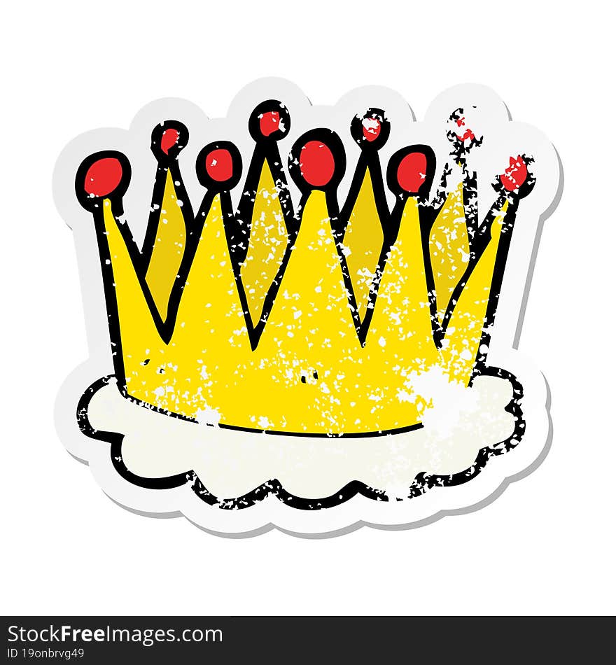 retro distressed sticker of a cartoon crown