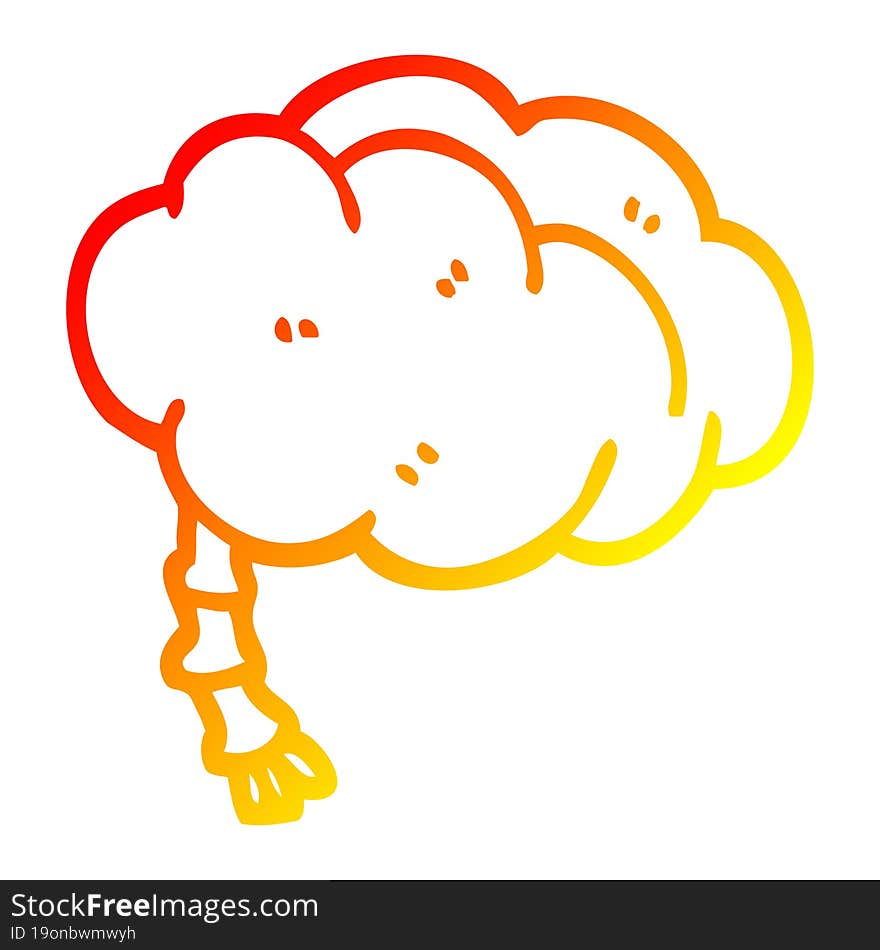 warm gradient line drawing of a cartoon brain