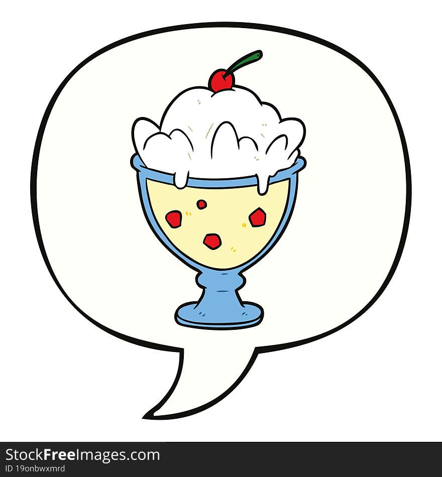 cartoon tasty dessert and speech bubble