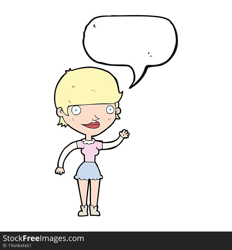 cartoon woman with idea with speech bubble