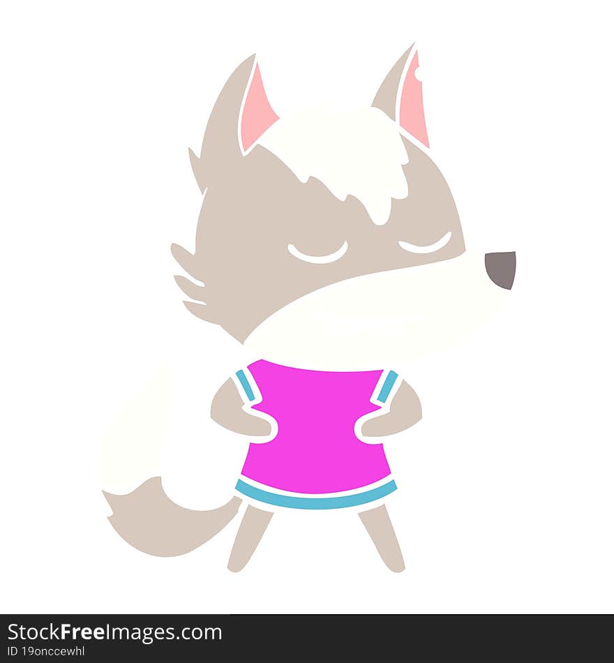 friendly flat color style cartoon wolf girl