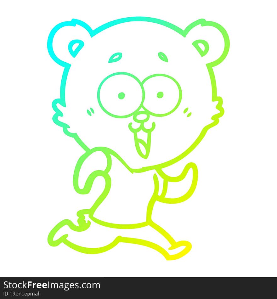 cold gradient line drawing laughing teddy  bear cartoon