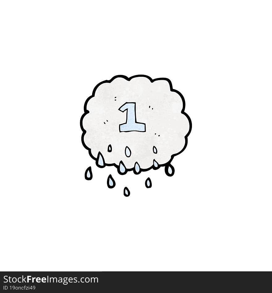 cartoon rain cloud with number one