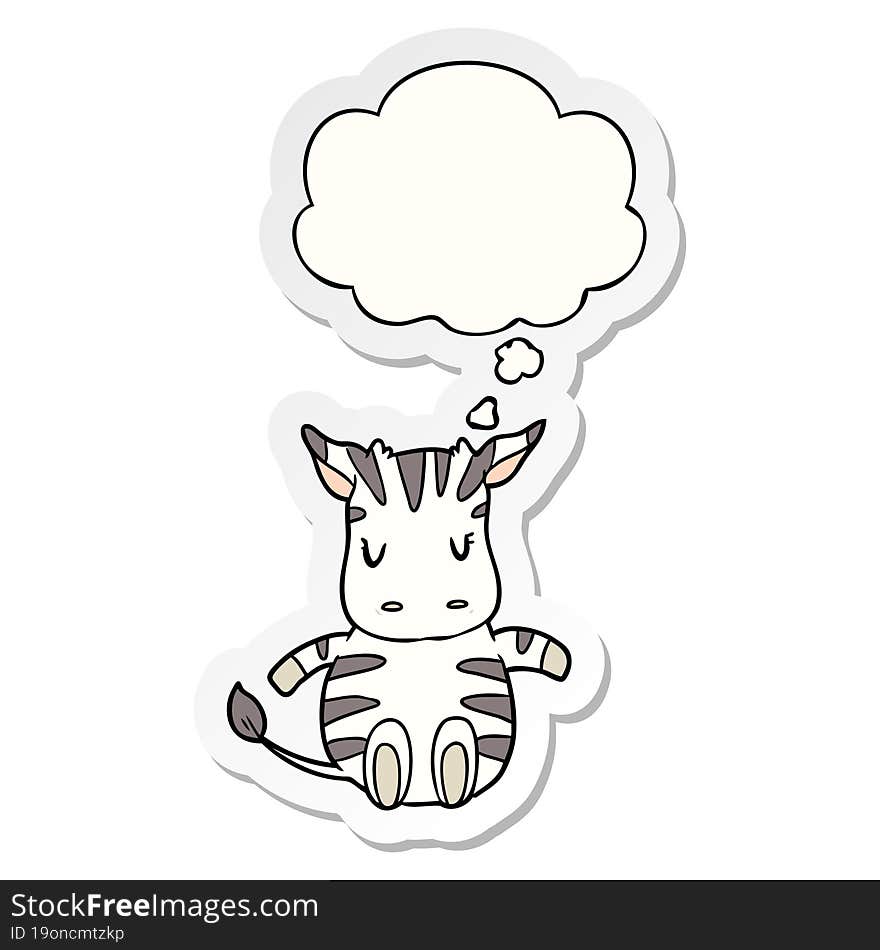 Cartoon Zebra And Thought Bubble As A Printed Sticker