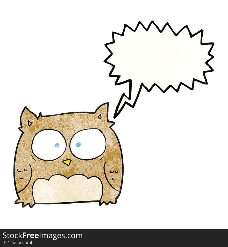 speech bubble textured cartoon owl