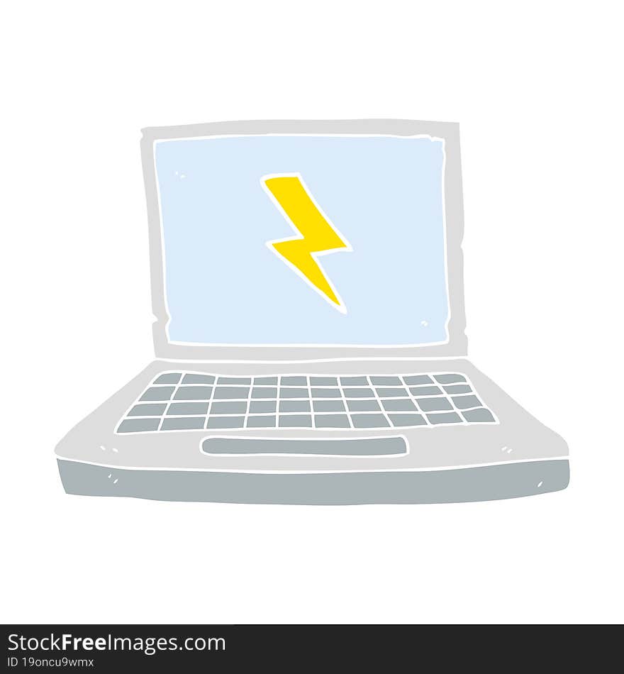 flat color illustration of a cartoon laptop computer