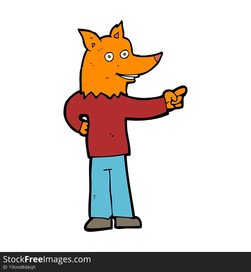 cartoon fox man pointing