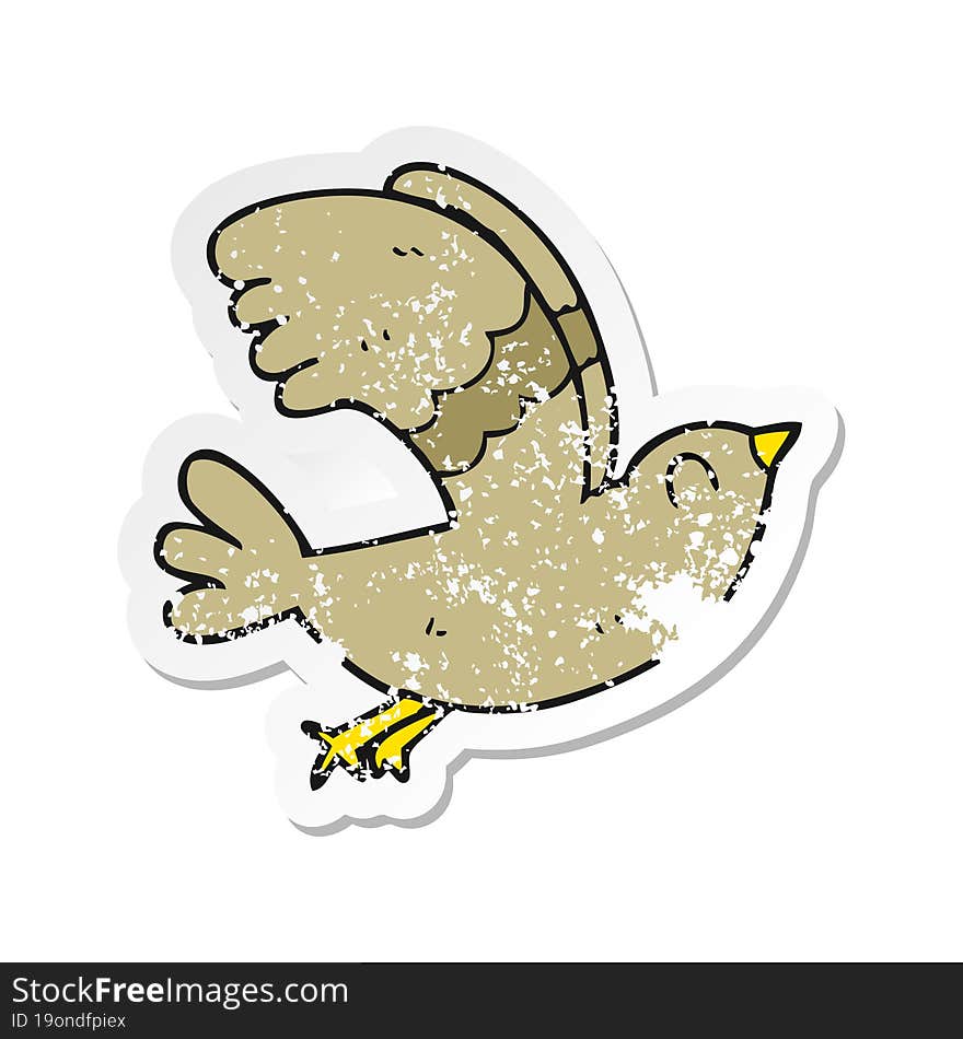 Retro Distressed Sticker Of A Cartoon Bird