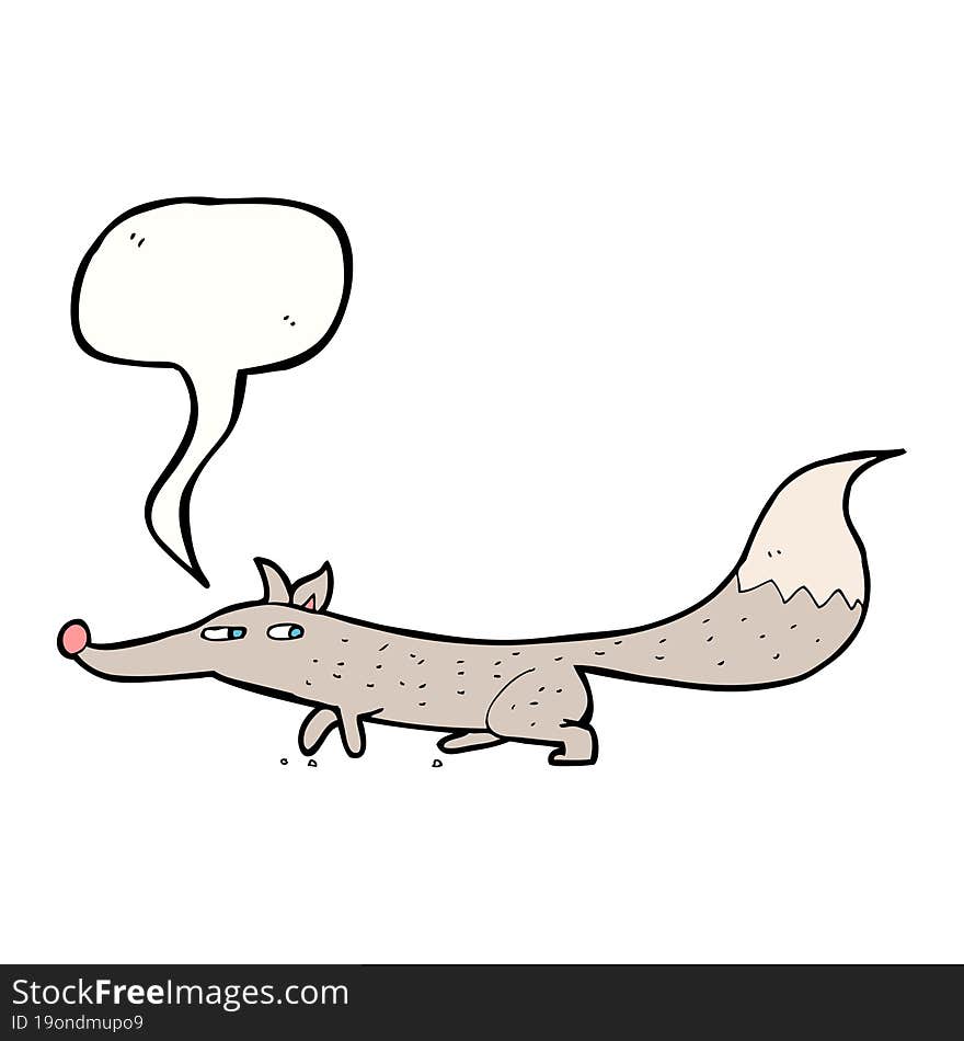 cartoon little wolf with speech bubble