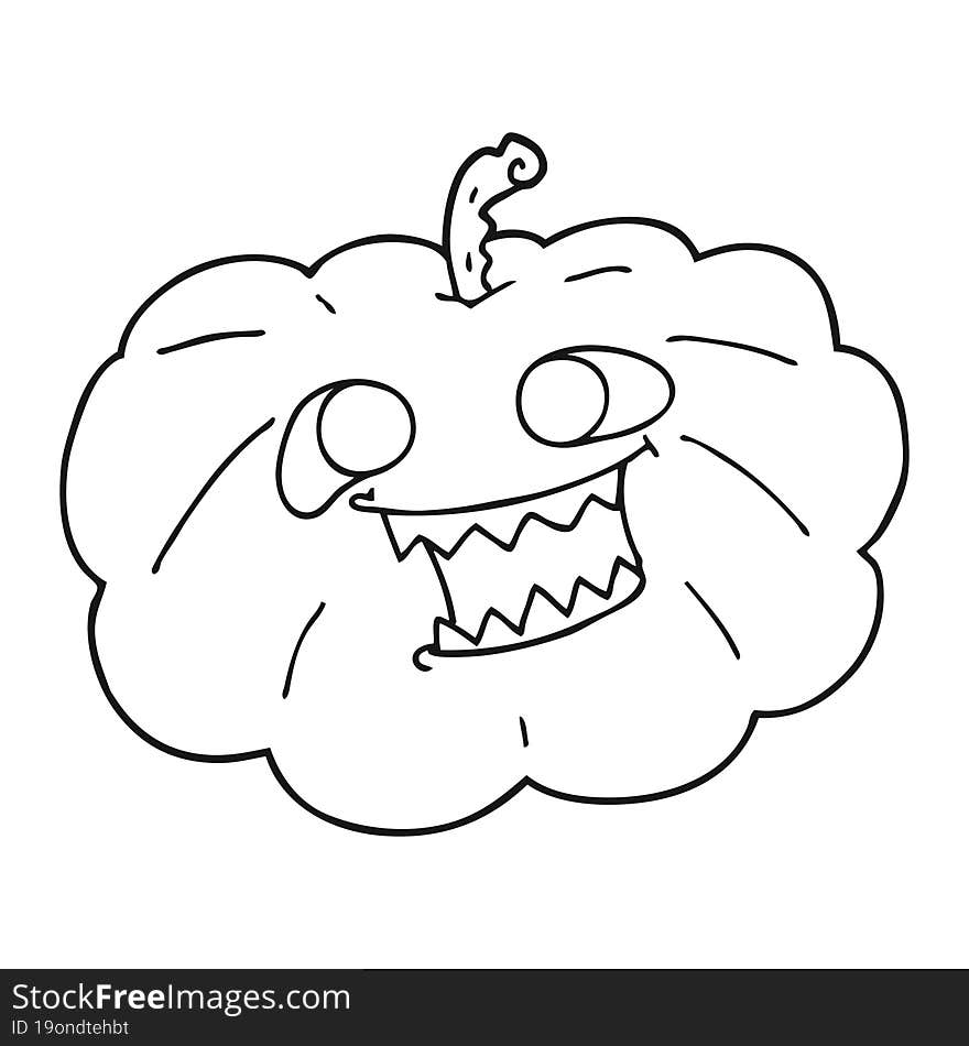 Black And White Cartoon Halloween Pumpkin