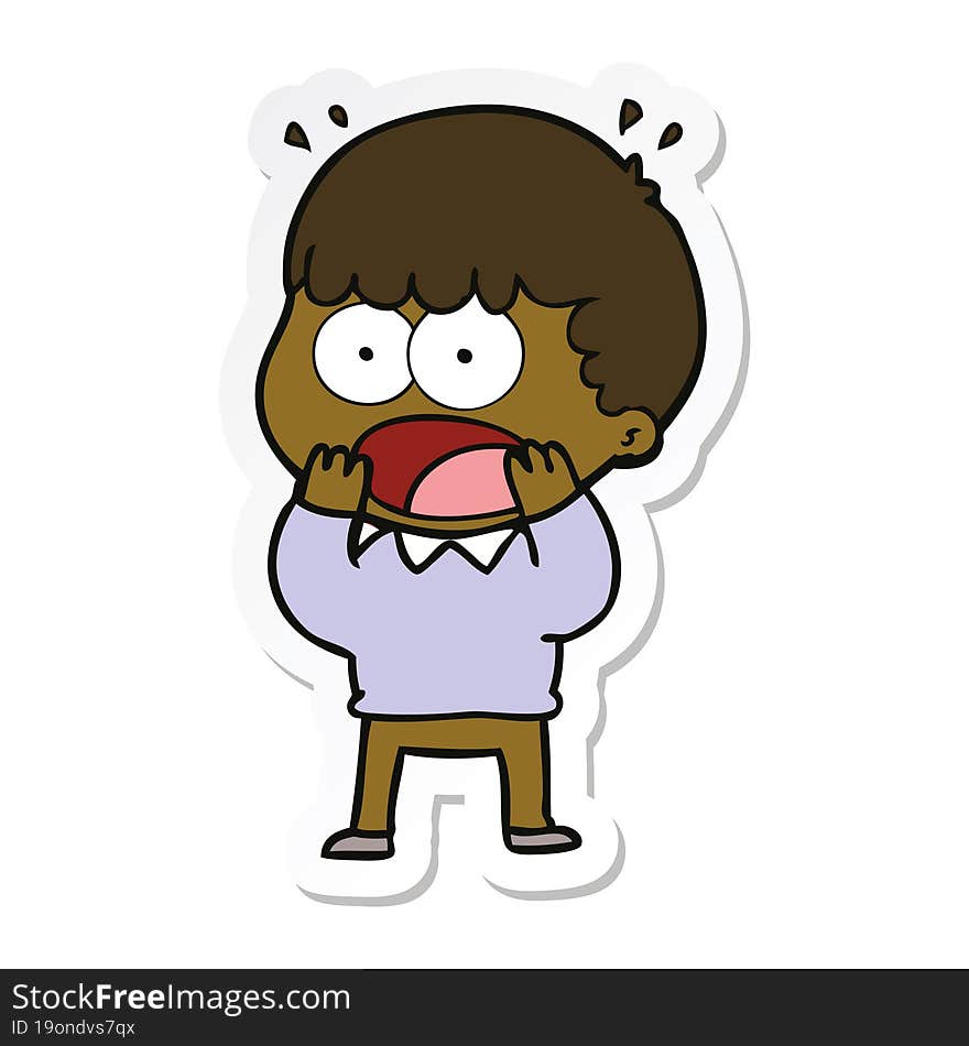 Sticker Of A Cartoon Shocked Man