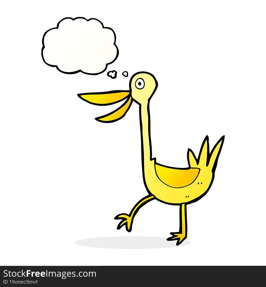 funny cartoon duck with thought bubble