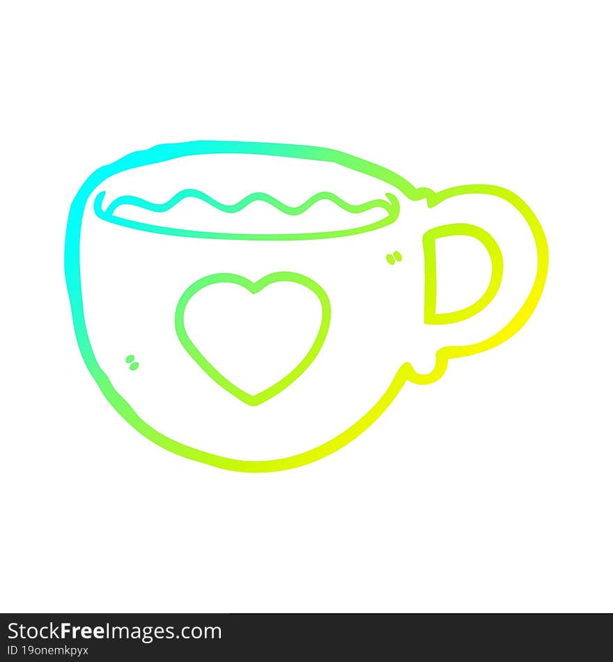 cold gradient line drawing I love coffee cartoon cup