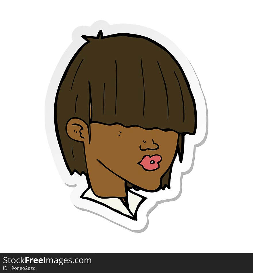 sticker of a cartoon fashion haircut