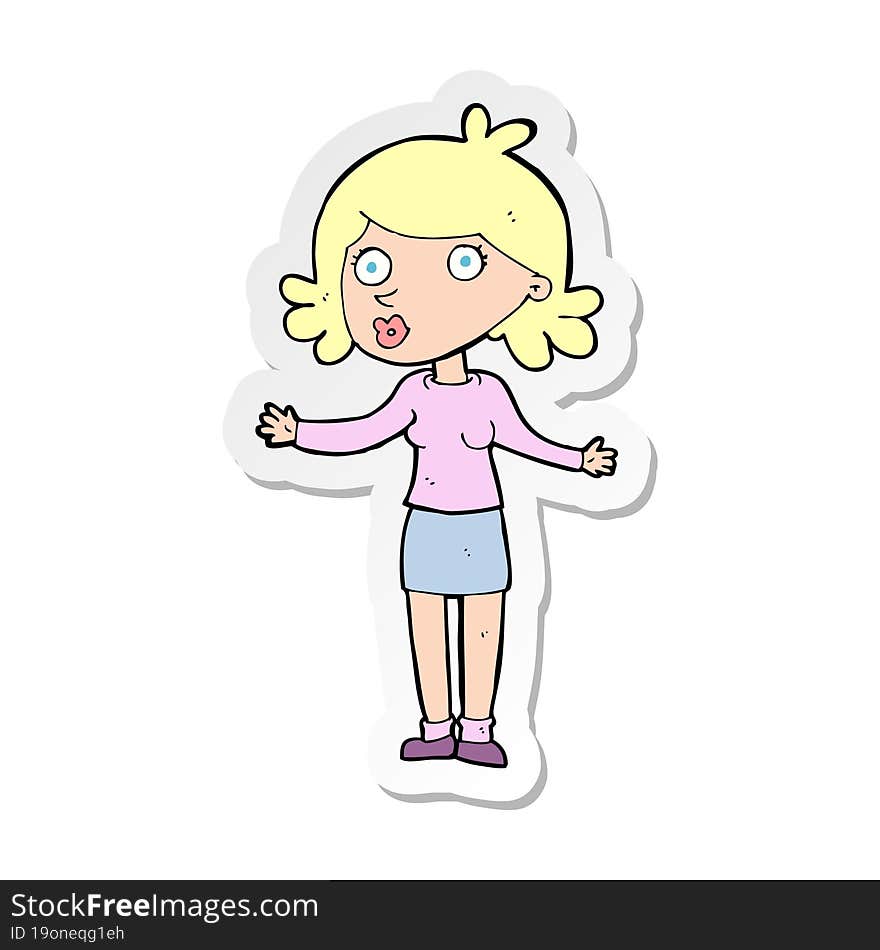 sticker of a cartoon confused woman