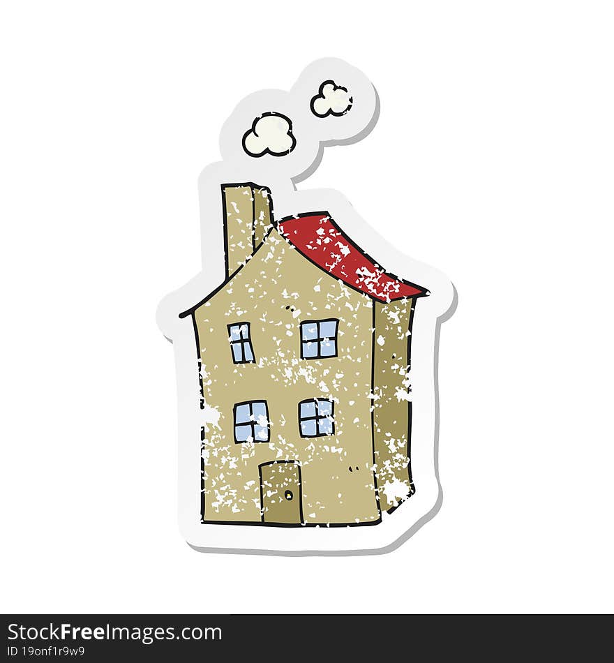 retro distressed sticker of a cartoon house