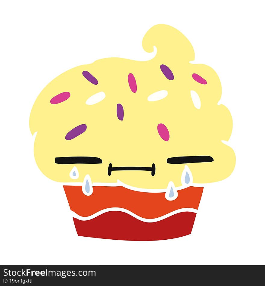 Cartoon Of A Crying Cupcake