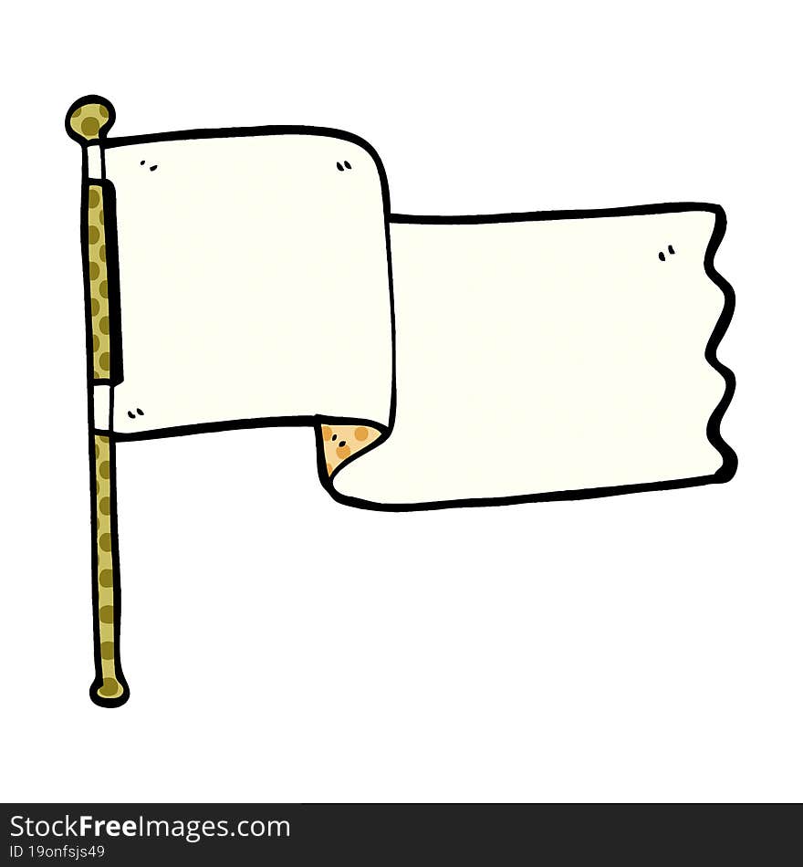 cartoon doodle white flag waving