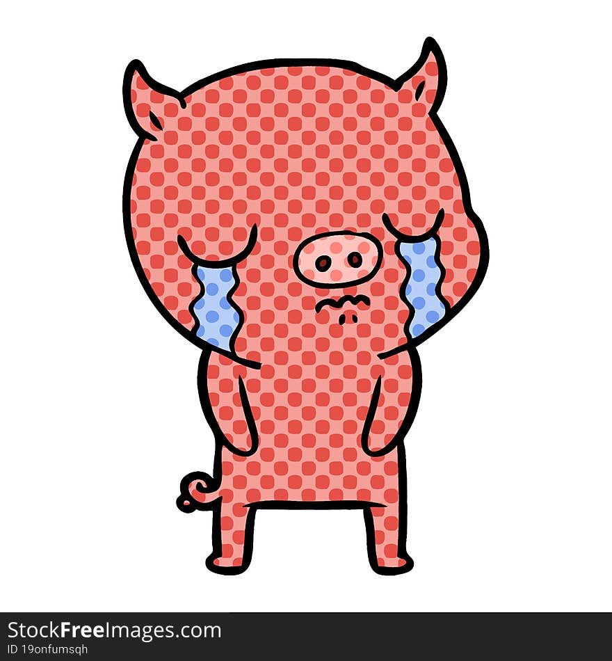 cartoon pig crying. cartoon pig crying