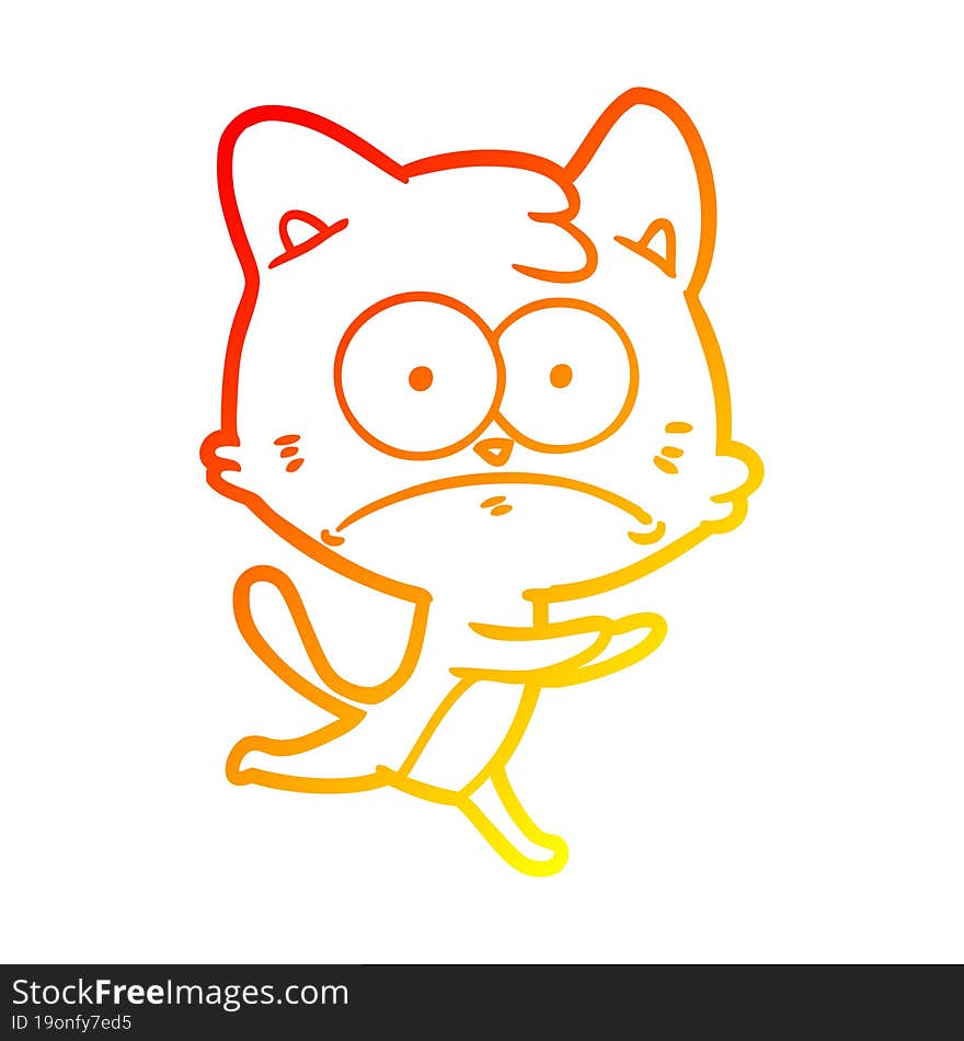 warm gradient line drawing cartoon nervous cat