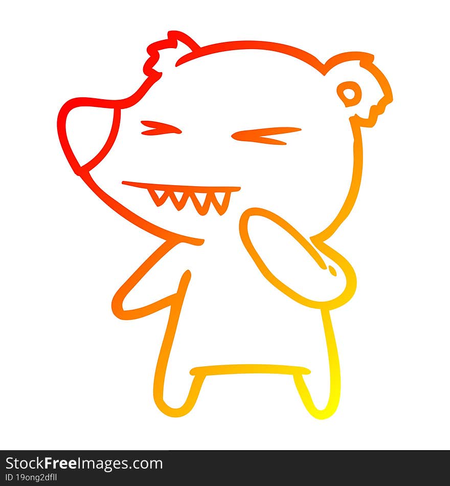 warm gradient line drawing angry polar bear cartoon