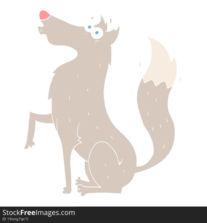 flat color illustration of a cartoon wolf