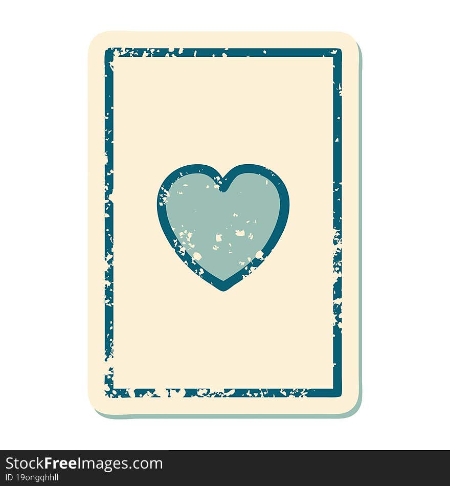 distressed sticker tattoo style icon of the ace of hearts