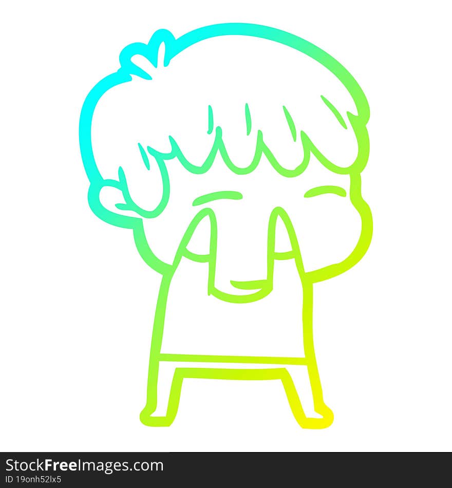 cold gradient line drawing cartoon curious boy