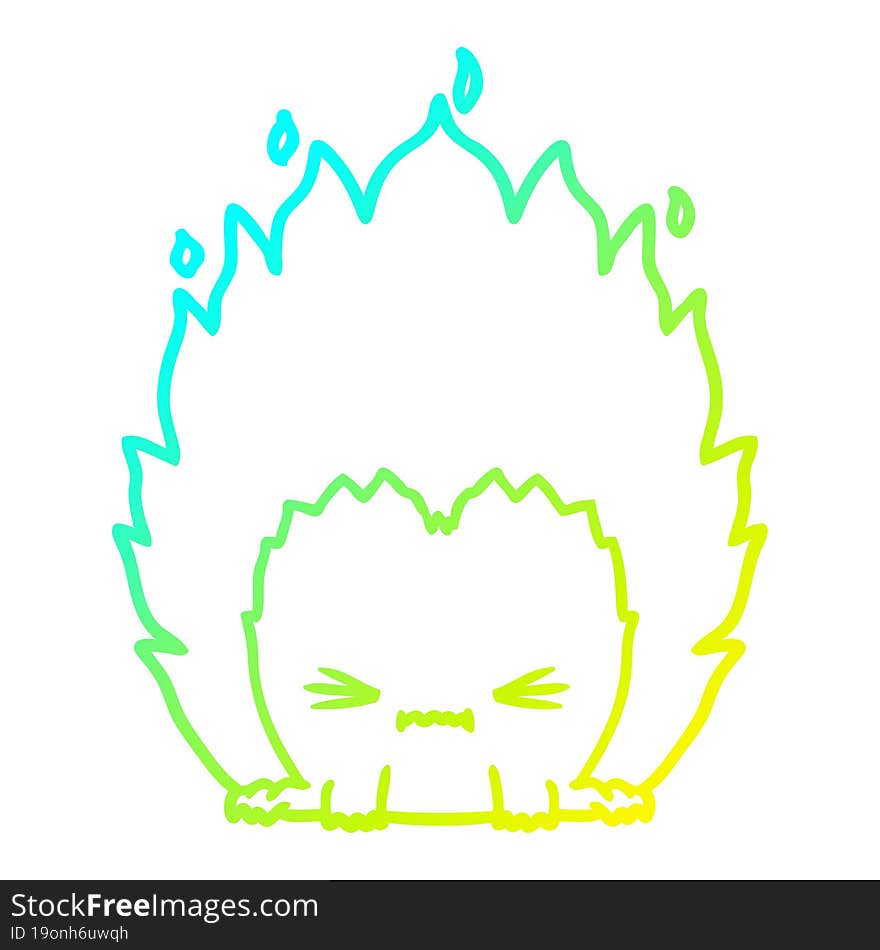 Cold Gradient Line Drawing Cartoon Fire Creature