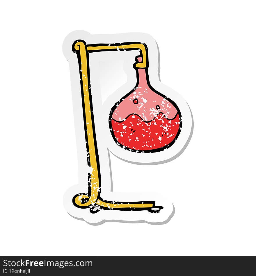 Retro Distressed Sticker Of A Cartoon Science Experiment