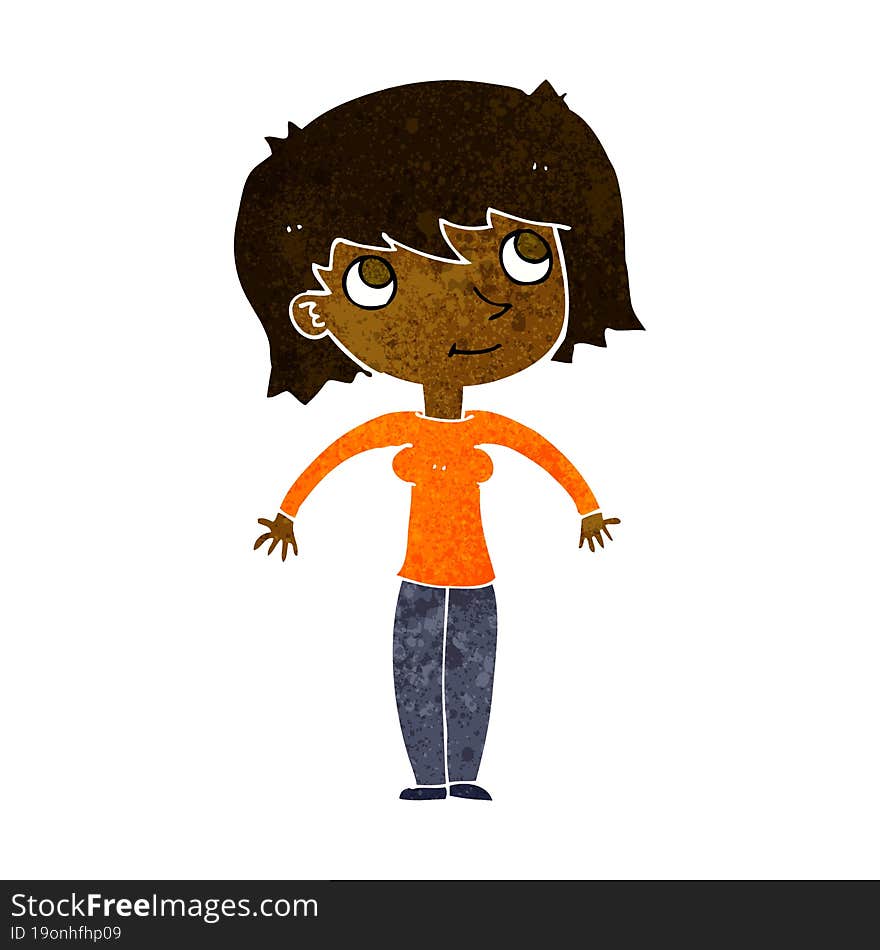 cartoon woman shrugging