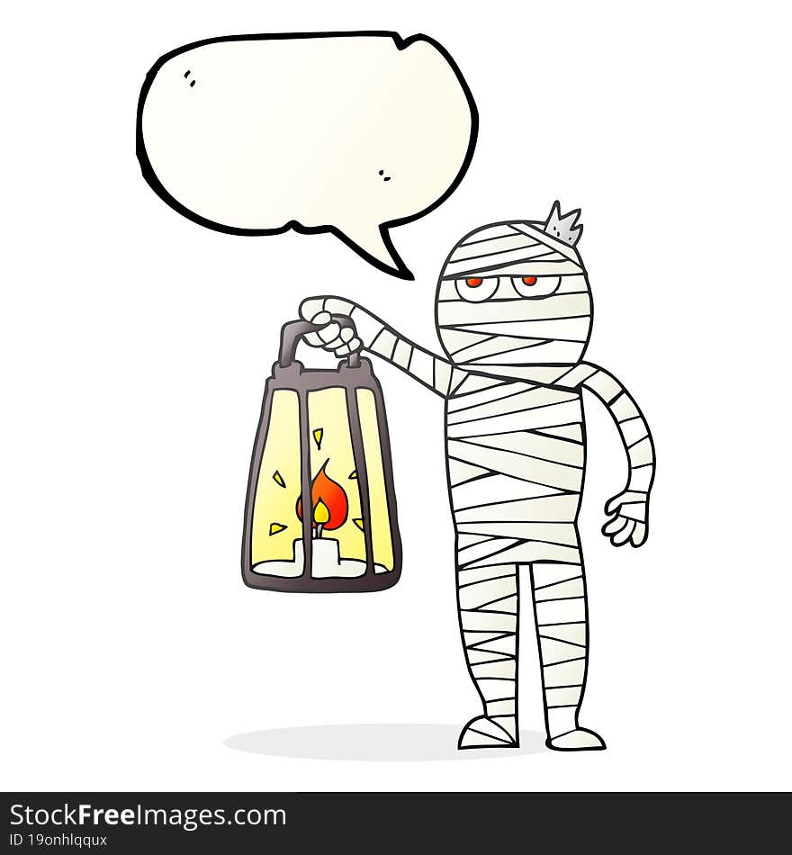 freehand drawn speech bubble cartoon mummy