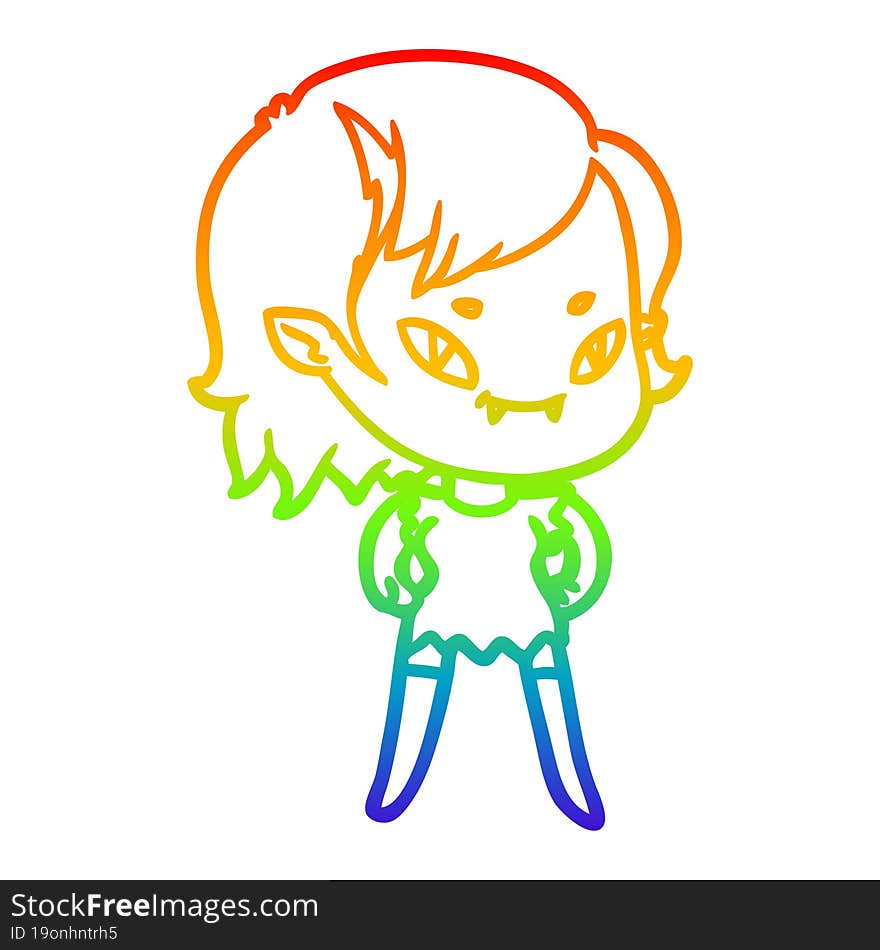 rainbow gradient line drawing cartoon friendly vampire girl