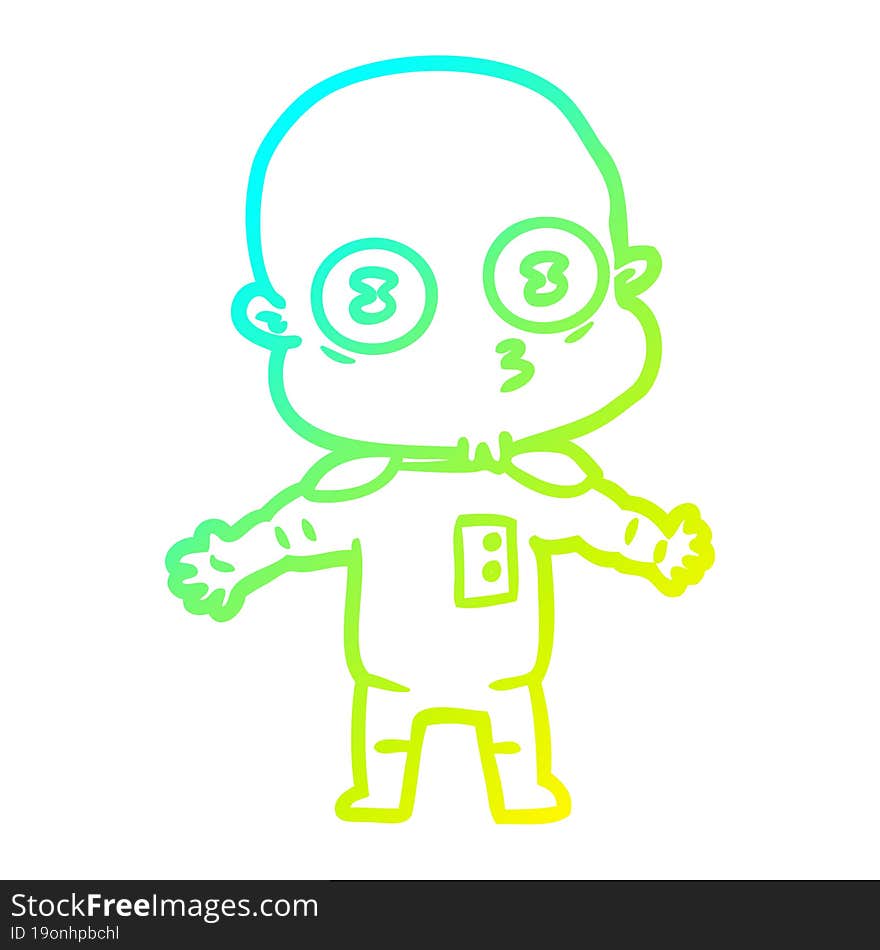 Cold Gradient Line Drawing Cartoon Weird Bald Spaceman