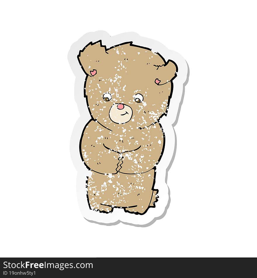 retro distressed sticker of a cartoon teddy bear