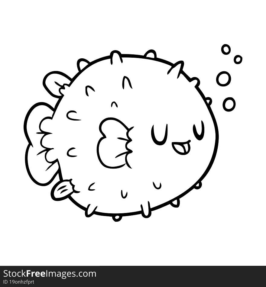 line drawing of a blowfish. line drawing of a blowfish