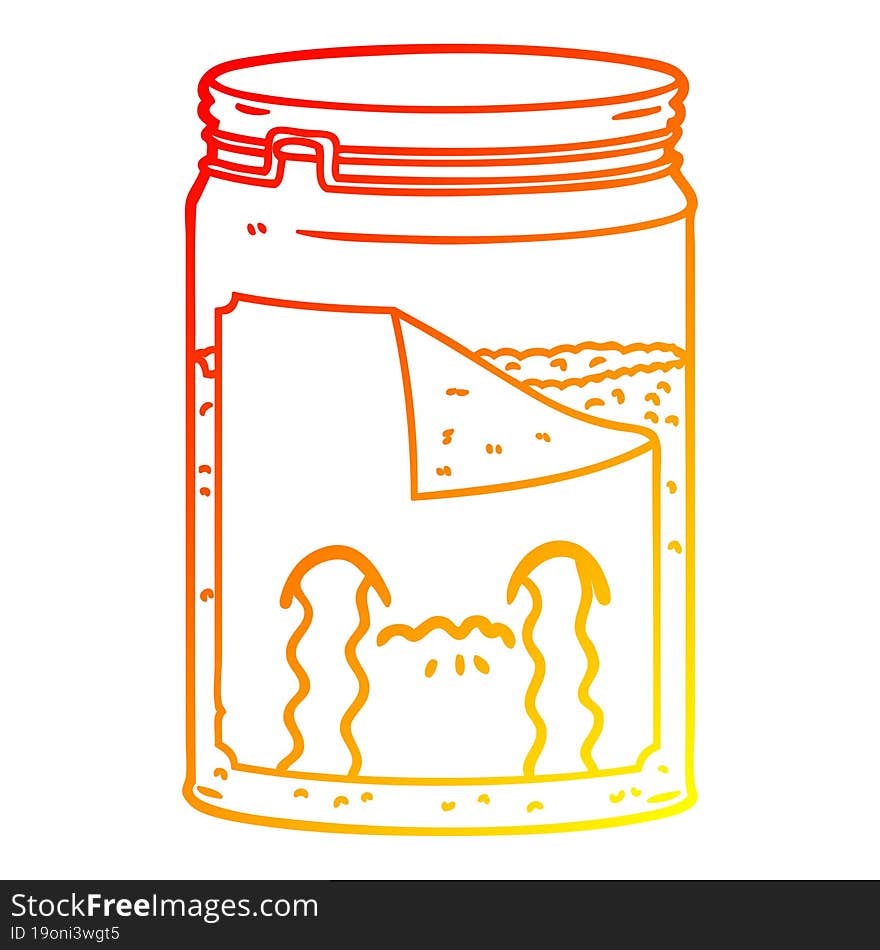 warm gradient line drawing of a cartoon glass jar crying