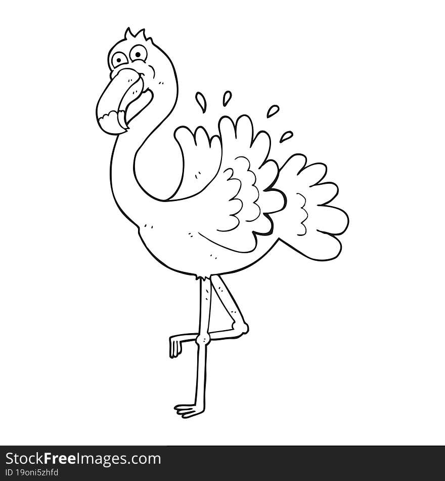 Black And White Cartoon Flamingo