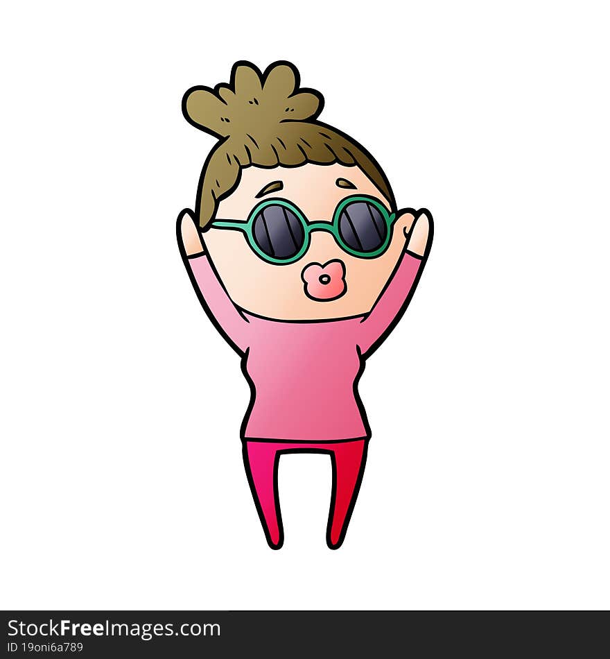 cartoon woman wearing sunglasses. cartoon woman wearing sunglasses