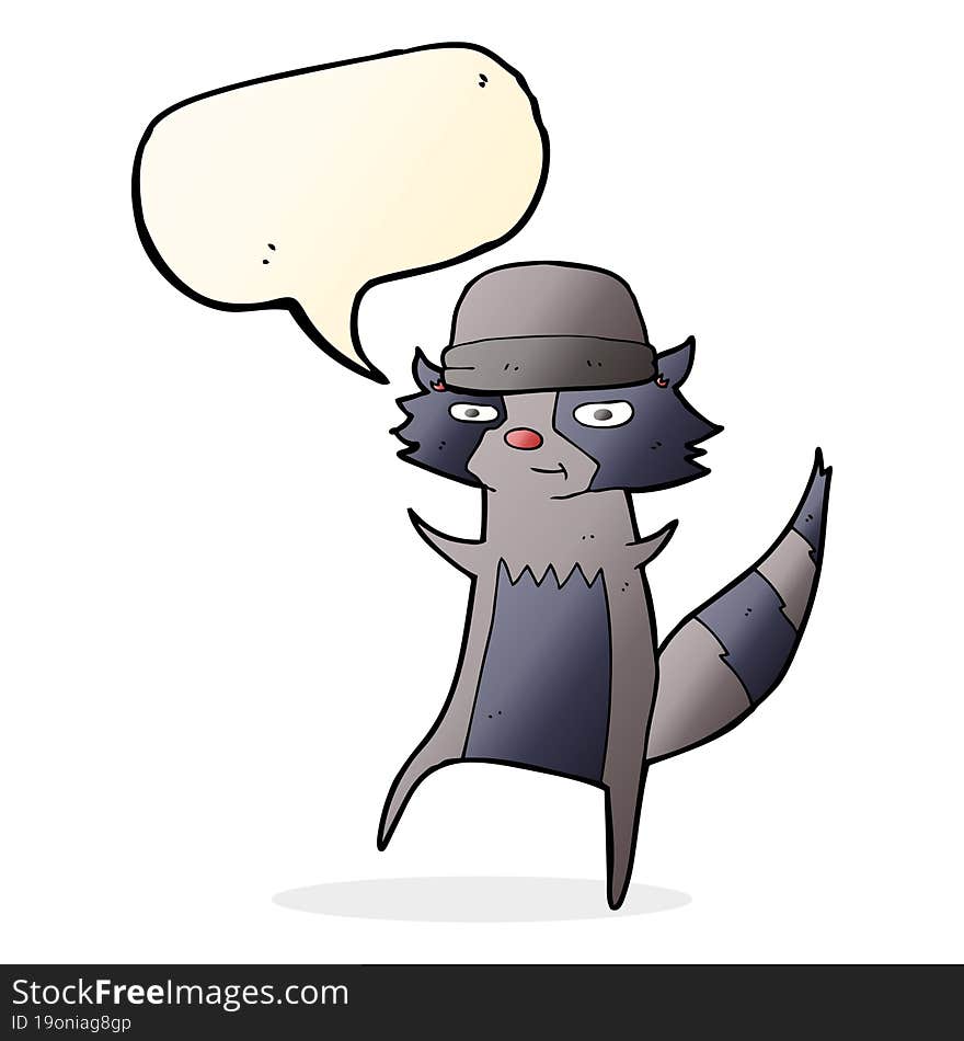 cartoon raccoon with speech bubble