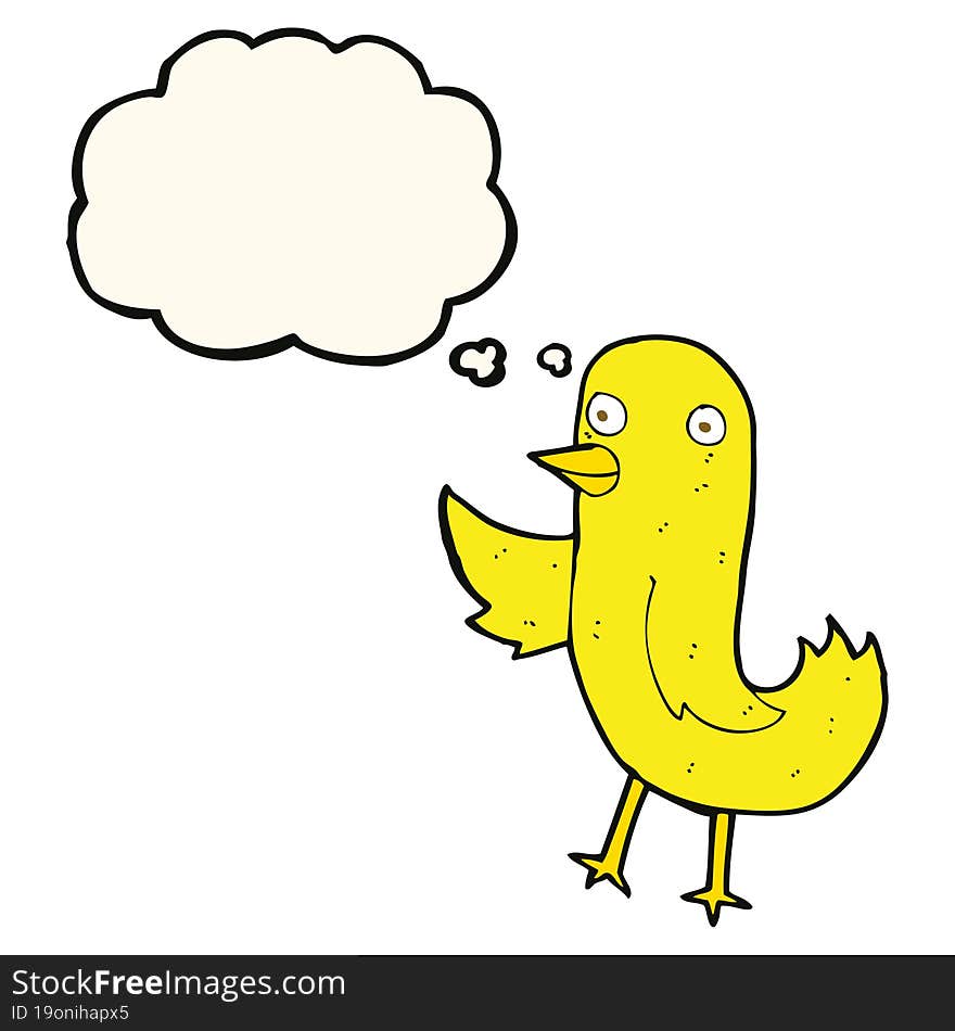 Funny Cartoon Bird With Thought Bubble