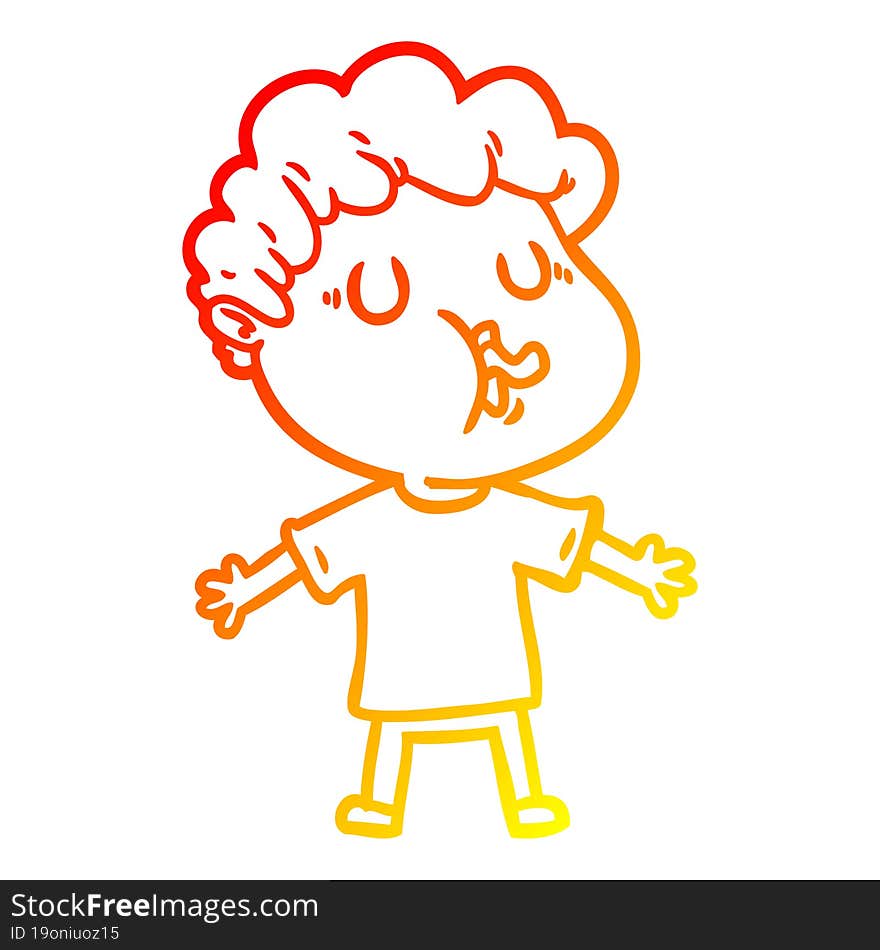 warm gradient line drawing cartoon man singing