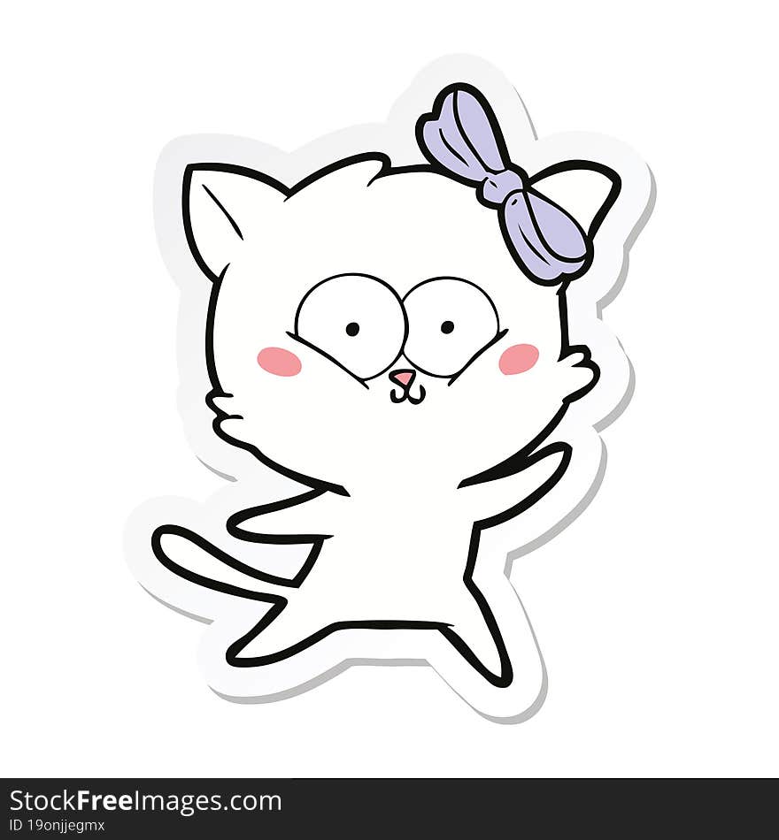 Sticker Of A Cartoon Cat