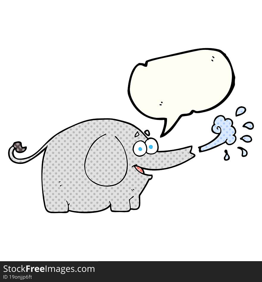 comic book speech bubble cartoon elephant squirting water