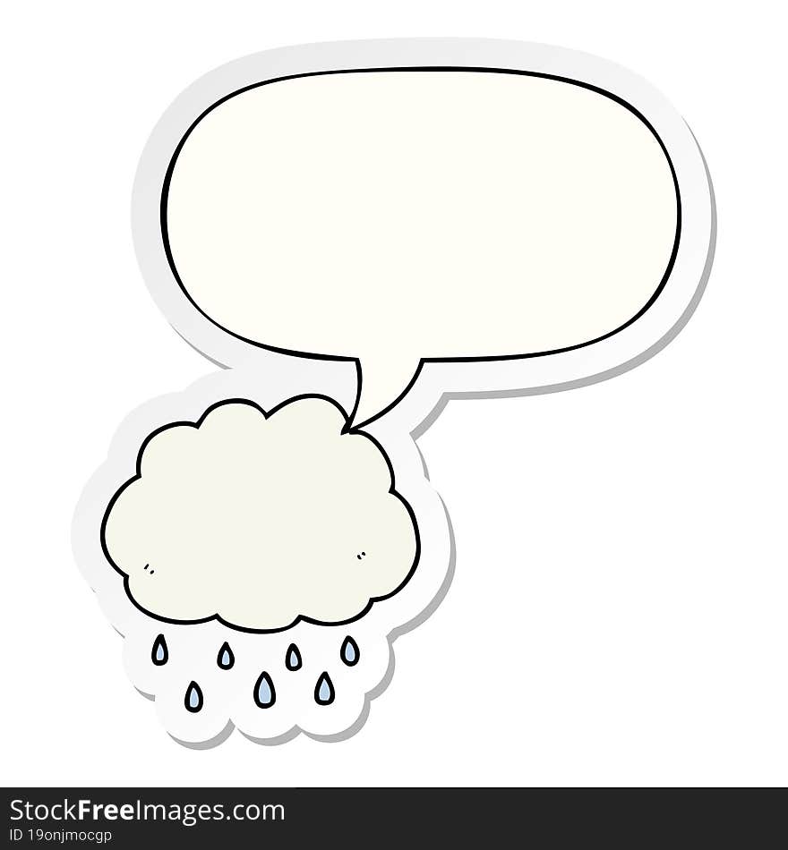 cartoon rain cloud and speech bubble sticker