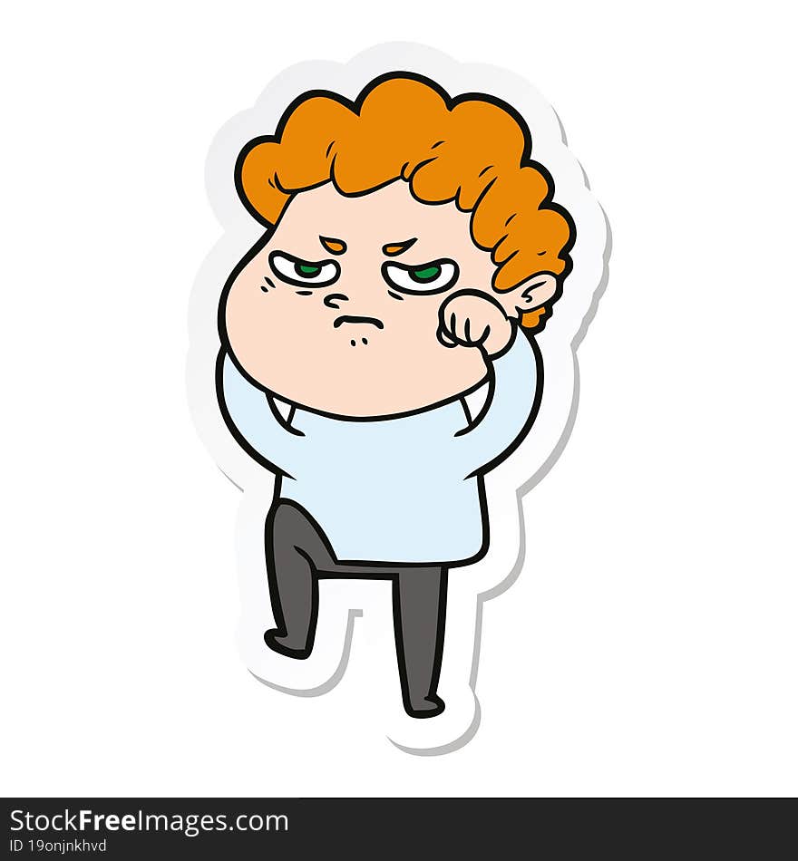 Sticker Of A Cartoon Angry Man