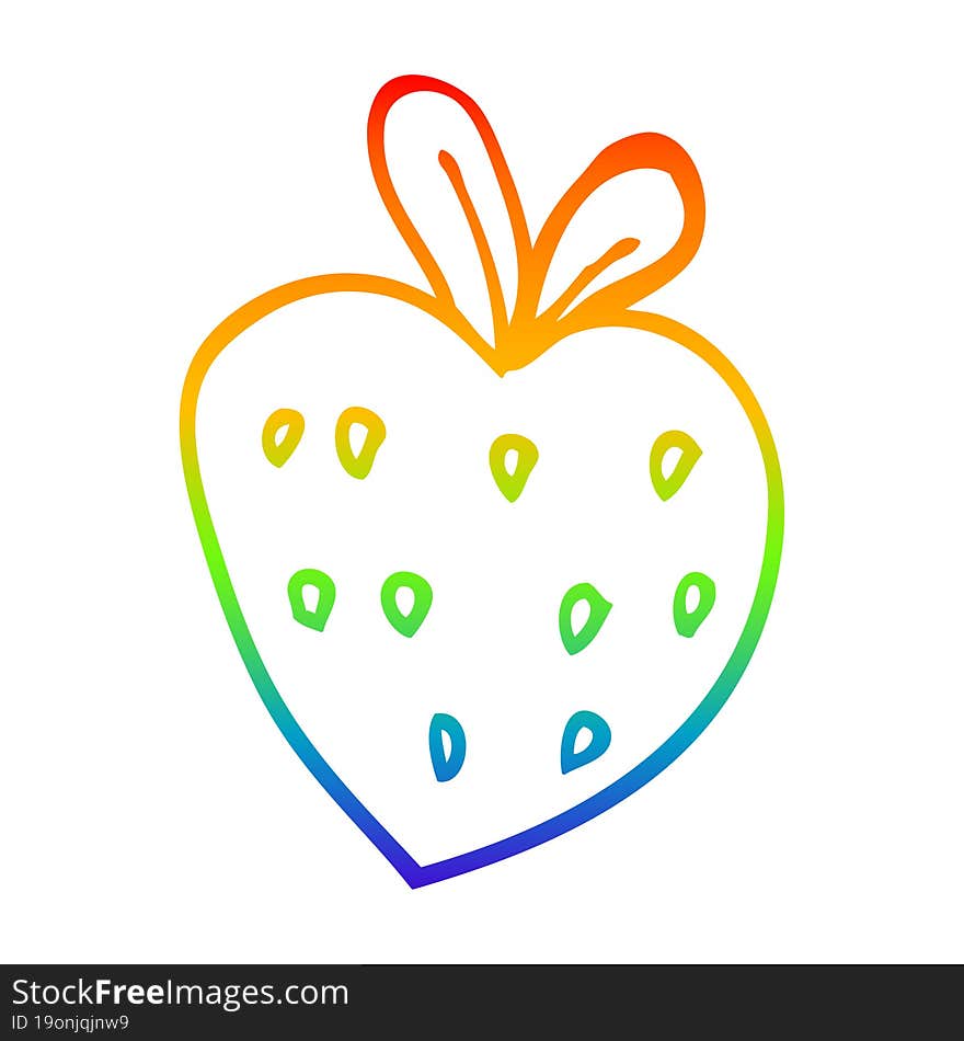 rainbow gradient line drawing cartoon strawberry fr