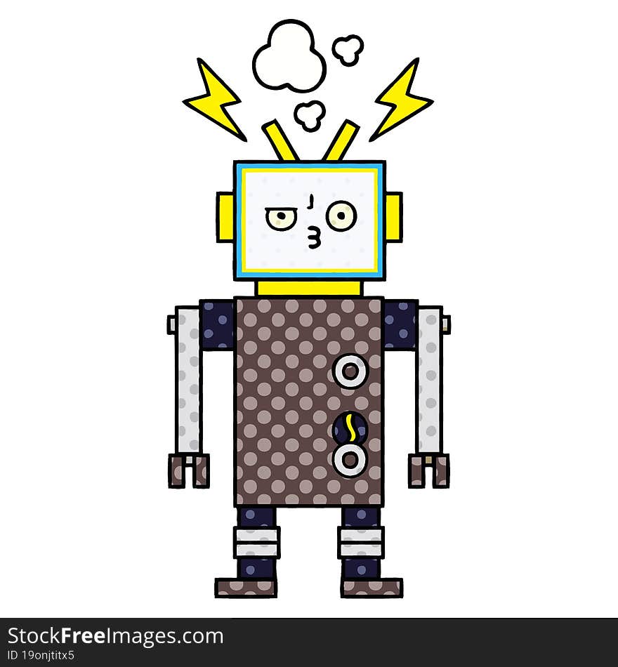 comic book style cartoon of a robot