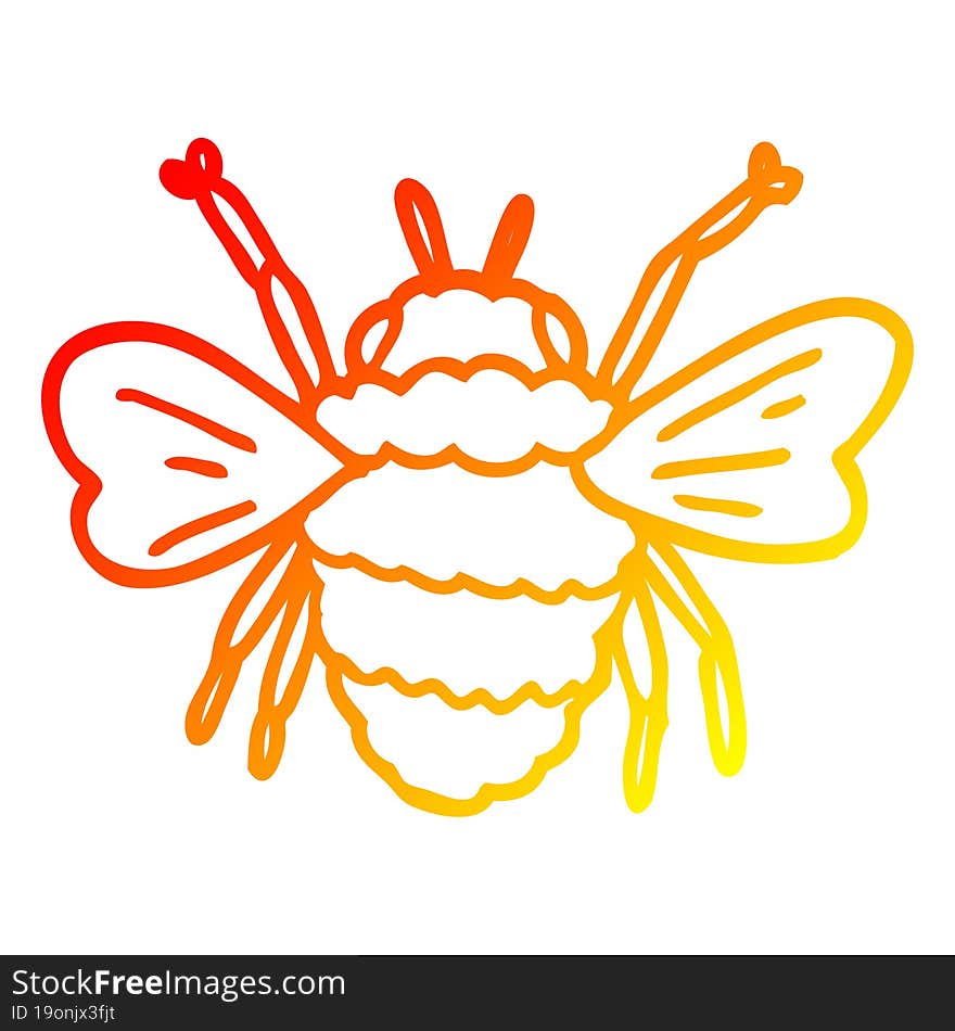 warm gradient line drawing cartoon bee