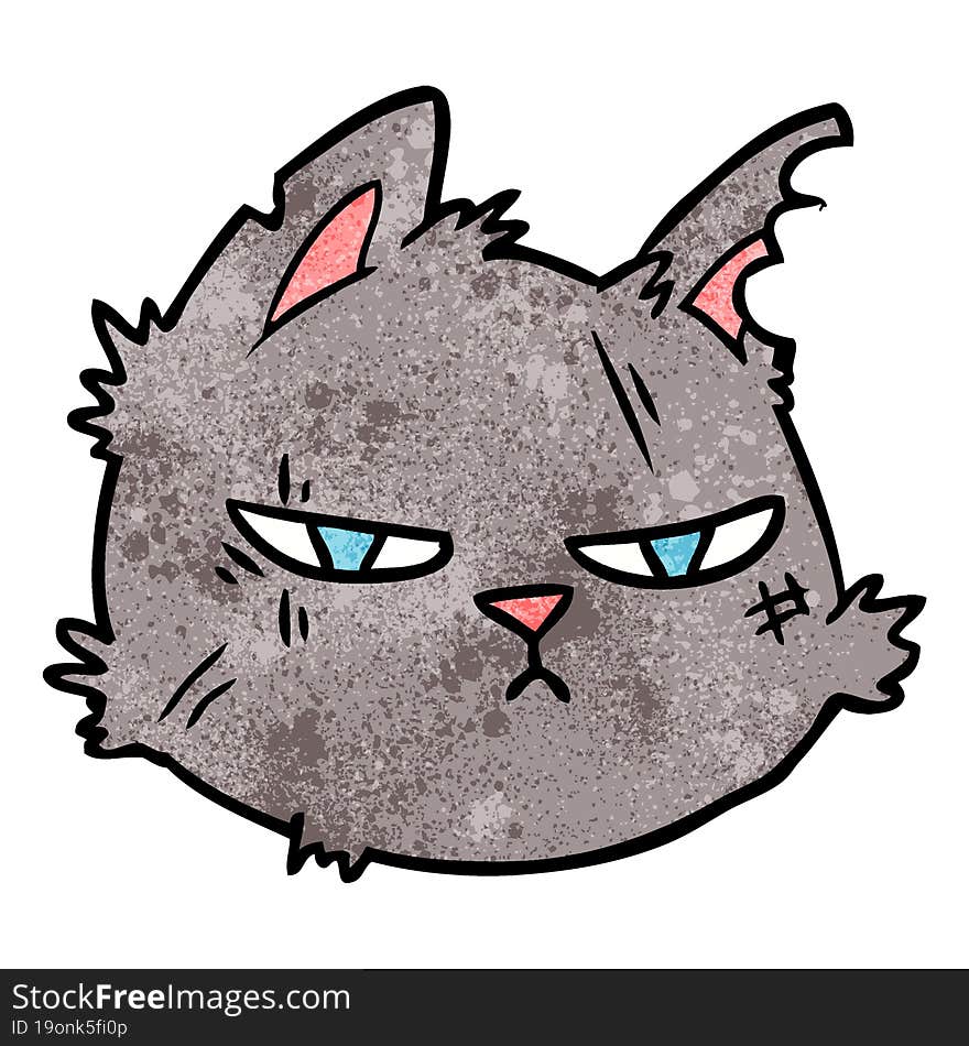 cartoon tough cat face. cartoon tough cat face